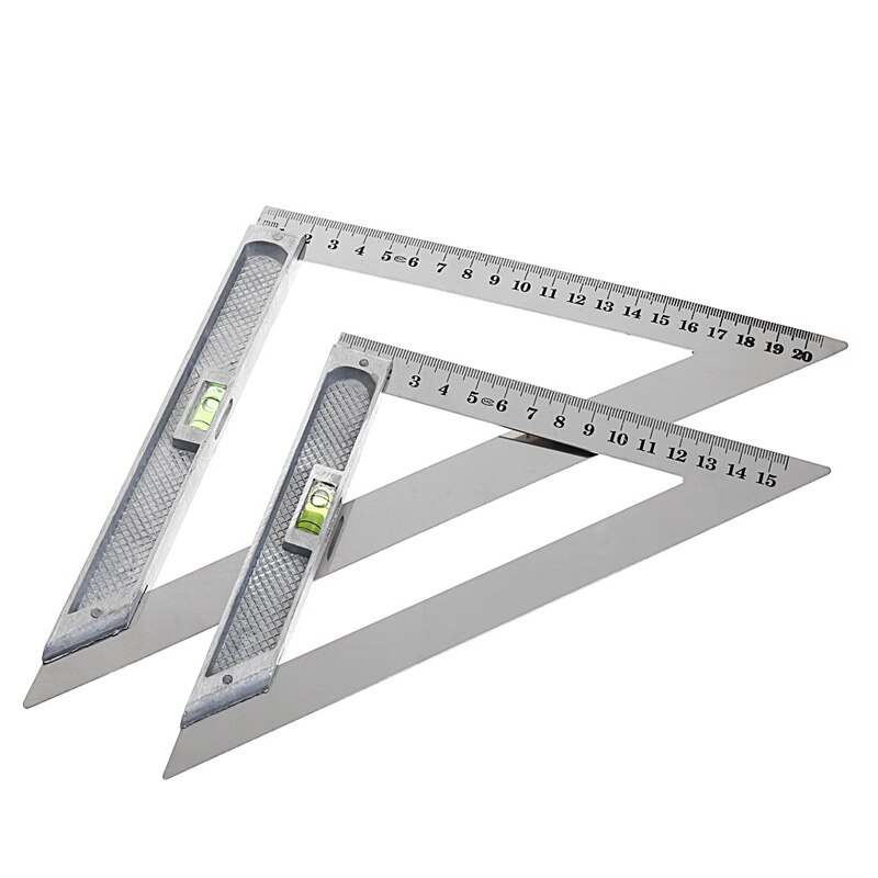 200mm Triangle Ruler 90° Alloy Measuring Tool With Bead Horizontal Woodworking