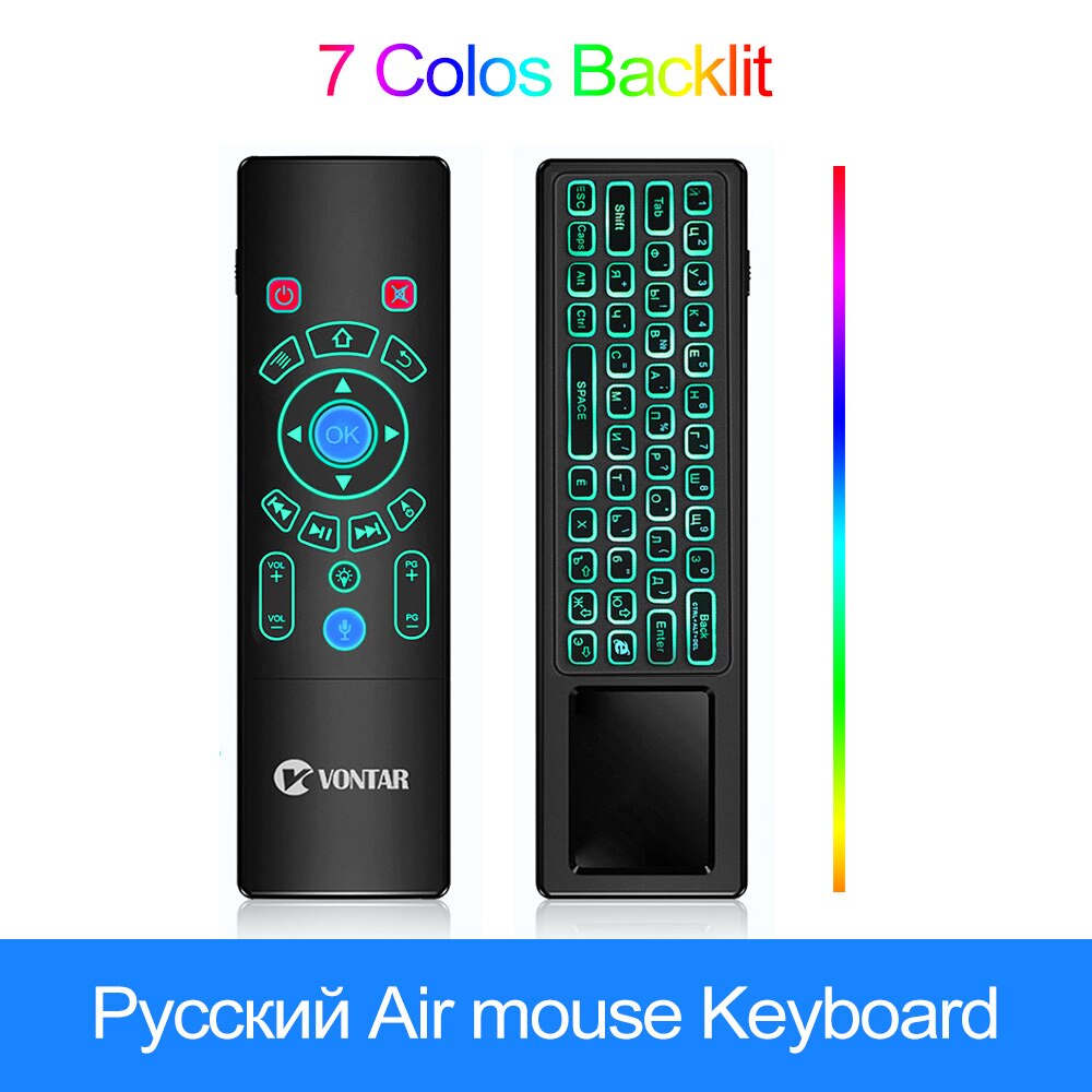 VONTAR T6 Plus Backlit Russian English 2.4GHz Air mouse Wireless Keyboard & touchpad Remote Control for Android TV Box mini PC: T8 plus RU Voice