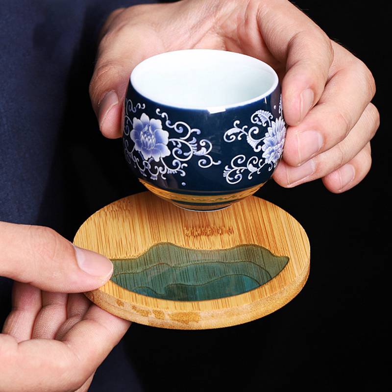 Chinois frais paysage caboteur napperon bambou caboteur résine moule ensemble plateaux à thé étanche isolation Pad antidérapant Table décor