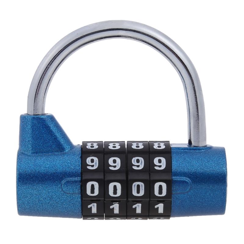 4 cijferige Wachtwoord Veiligheidsslot Breed Beugel Combinatie Hangslot voor Gym Locker Travel Safe Lock Lade Bagage Kast Deurslot: Blue