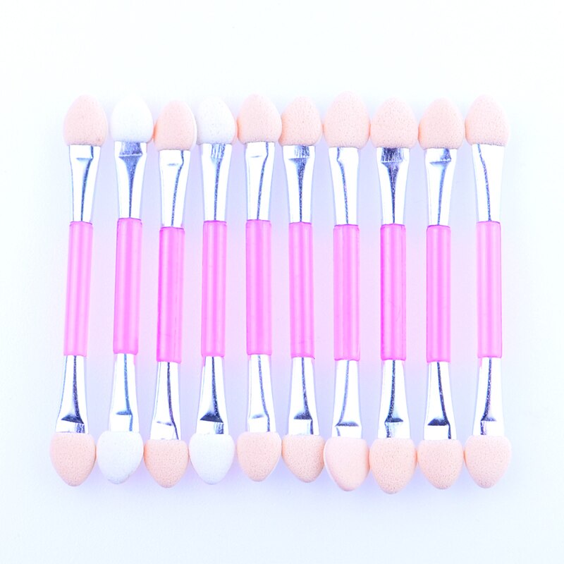 10 st engångs dubbelsidiga ögonskuggsborstar med svampspets oval makeup applikator ögonskugga make up borste set: 01