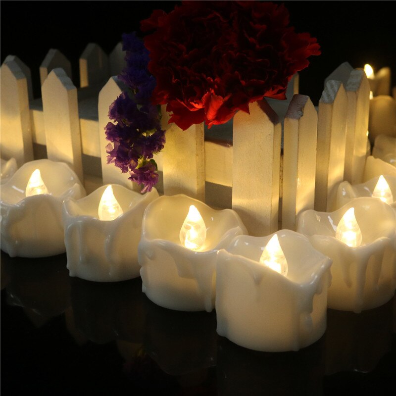 6 pieces Flameless led candle,Warm white Light Flash Electronic Tealights Urodziny,Battery Operated Wedding candles