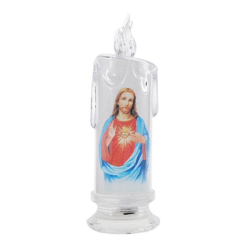 Lampe à bougie électronique sans flamme, bougie de prière consacrée, lumière de jésus vierge, décoration religieuse: 5