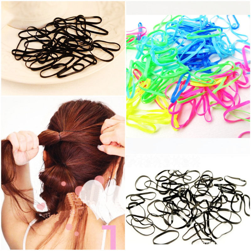 300 stks/pak Rubber Touw Paardenstaart Houder Elastische Haarbanden Ties Vlechten Vlechten haarbanden Accessoire 2 Kleuren