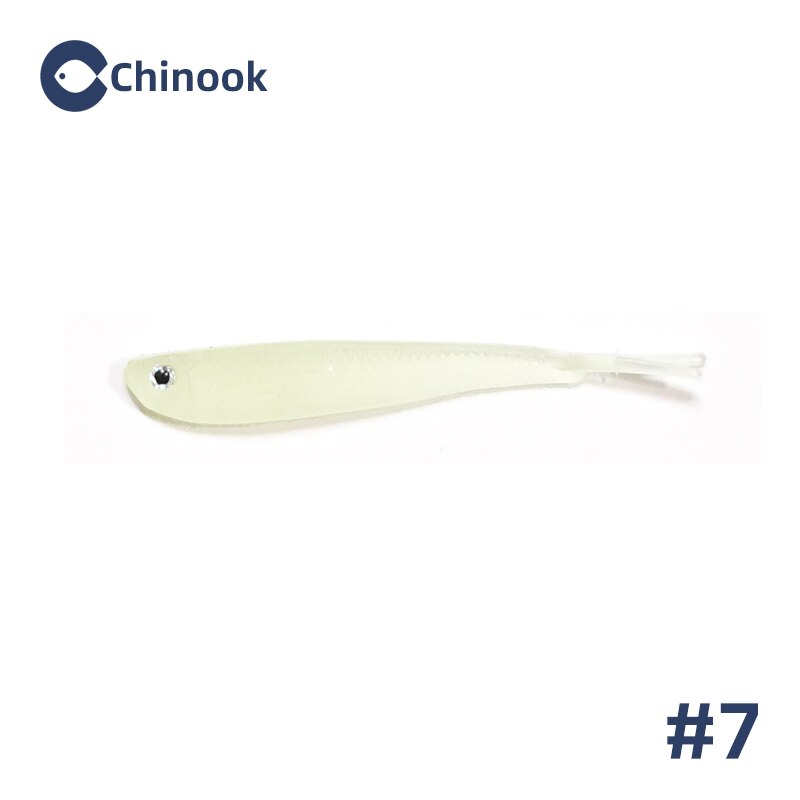 Chinook 5 uds señuelo cebo suave cola de tenedor de pescado blando con o sin gancho Fluke Swimbaits Jerkbaits cebo de silicona para peces aparejos de pesca