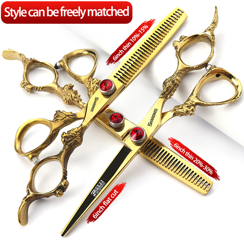 6- inch echte haarschaar, exclusief voor kappers in de kapsalon, tondeuseset met platte tanden, haarknipgereedschap: Violet/紫罗兰