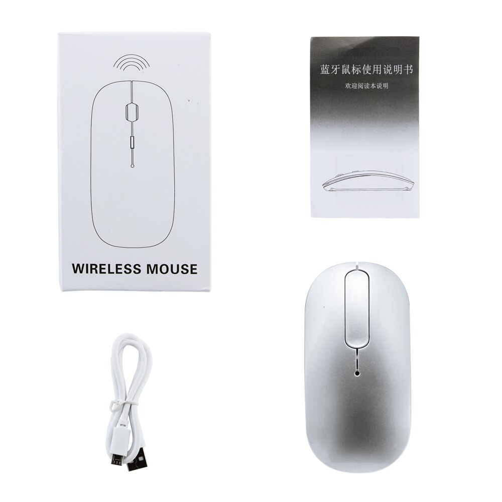 Bluetooth Wireless Mouse Rechargeable Touch Scroll Computer Mouse Silent Ergonomic Slim PC Mause Optical Mice For Macbook Laptop: Silver