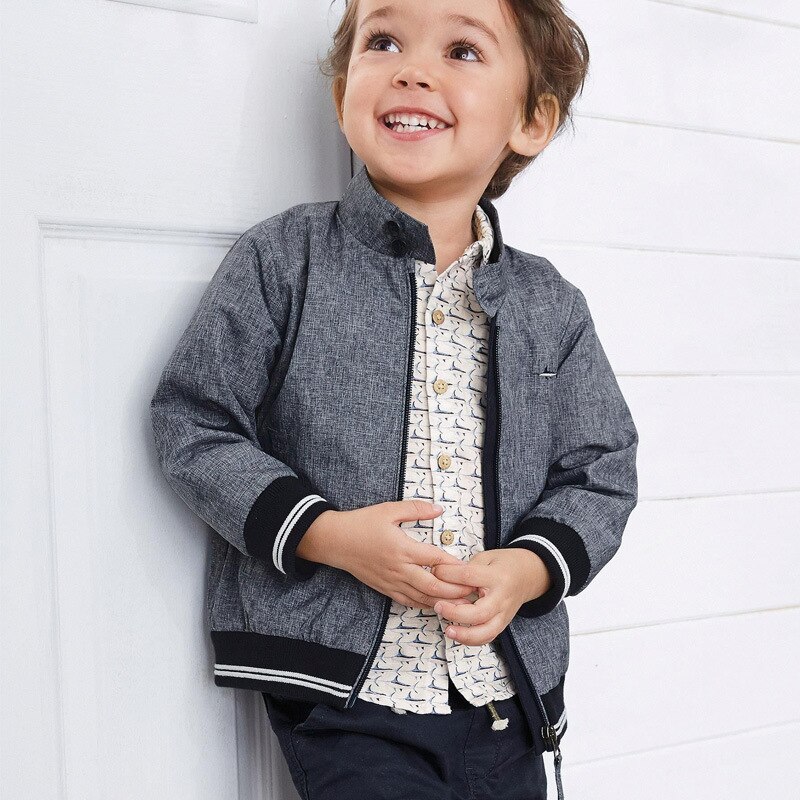 Abrigo pequeño maven informal de cuello alto para niños con cremallera, ropa de algodón para niños, ropa de otoño para bebés, ropa sólida para niños