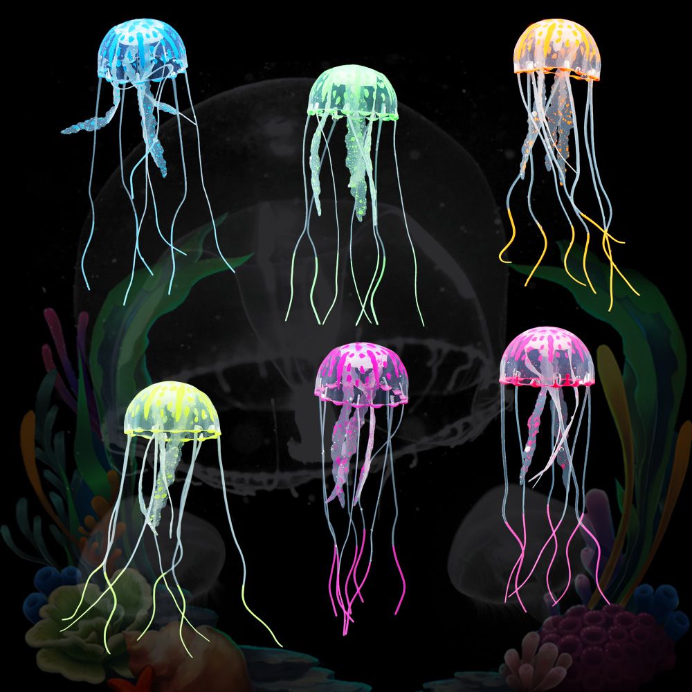 Kleurrijke Flexibele Kunstmatige Aquarium Decor Vivid Kwallen Gloeiende Fluorescerende Aquarium Ornament Onderwater Aquatic Landschap