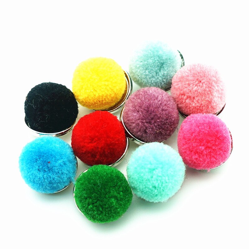Mode Beauty 10 Stuks Gemengde Ronde Pluche Bal Oppervlak 18Mm Snap Knoppen Fit Snap Armband Snap Sieraden NS0058