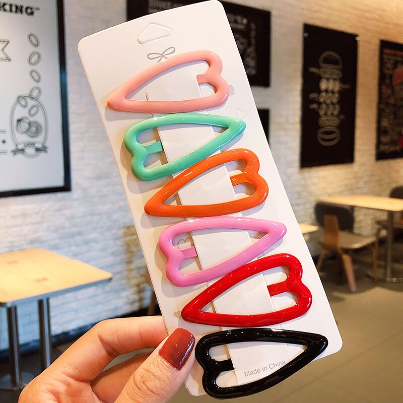 6 stks/set Vrouwen Meisjes Leuke Kleurrijke Hart Driehoek Haarspelden Zoete Haarspeldjes Haarspeldjes Haar Ornament Mode Haaraccessoires: Sky Blue