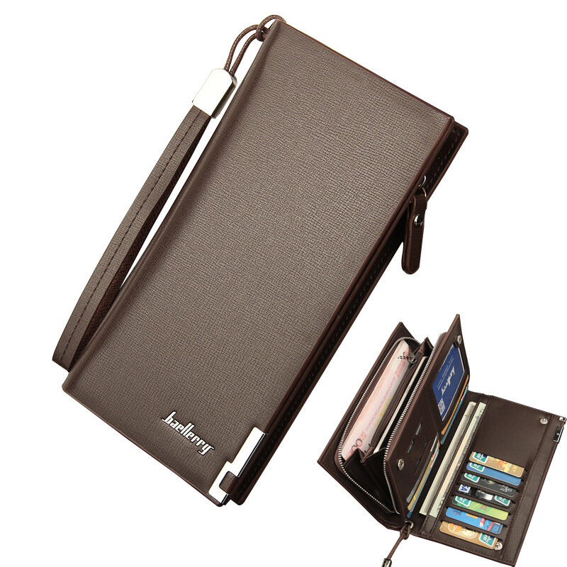 Newest Men's Leather Bifold ID Card Holder Long Wallet Purse Checkbook Clutch Billfold