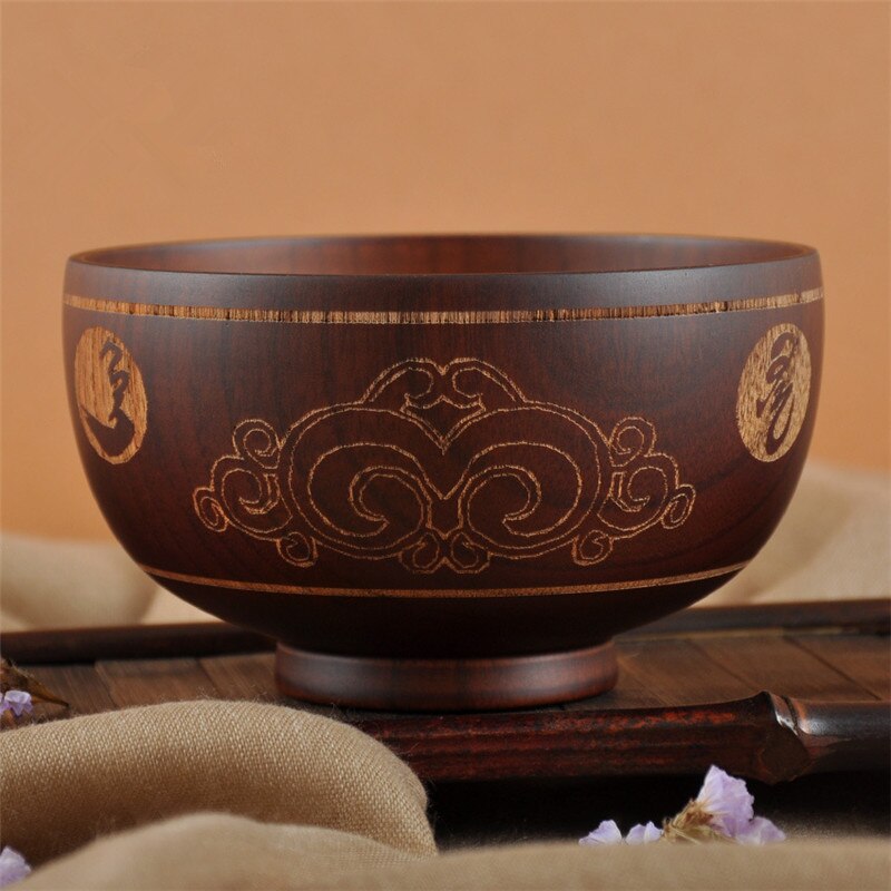 Bol à soupe en bois de style mongol pour enfants, 300ML, bols à nouilles et à riz, en bois naturel, de Style ethnique, Original, vaisselle: 1