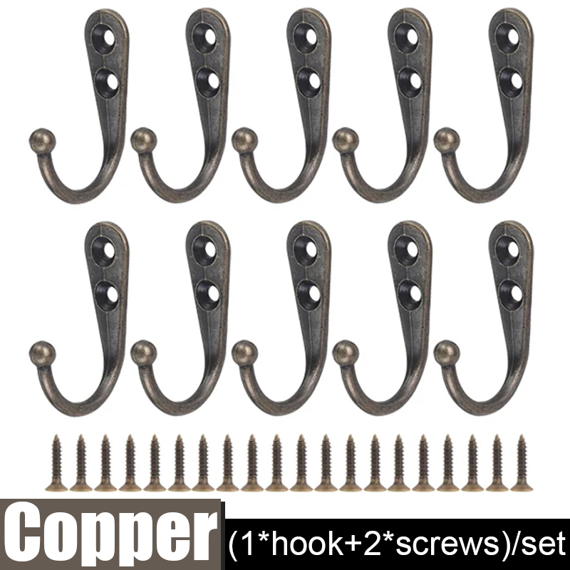 30/1set Alloy Hooks with Screws Wall Mounted Hanging Hangers for Coat Towel Bags Caps Hook Kitchen Bathroom Storage Rack Holders: M / light green