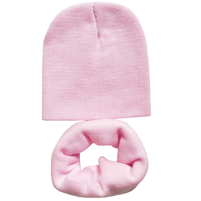 Efterår vinter børn tørklæde hat sæt drenge piger forår varm halstørklæde børn kasket sæt pompon bolde baby hat tørklæde: Pink sæt ingen bold