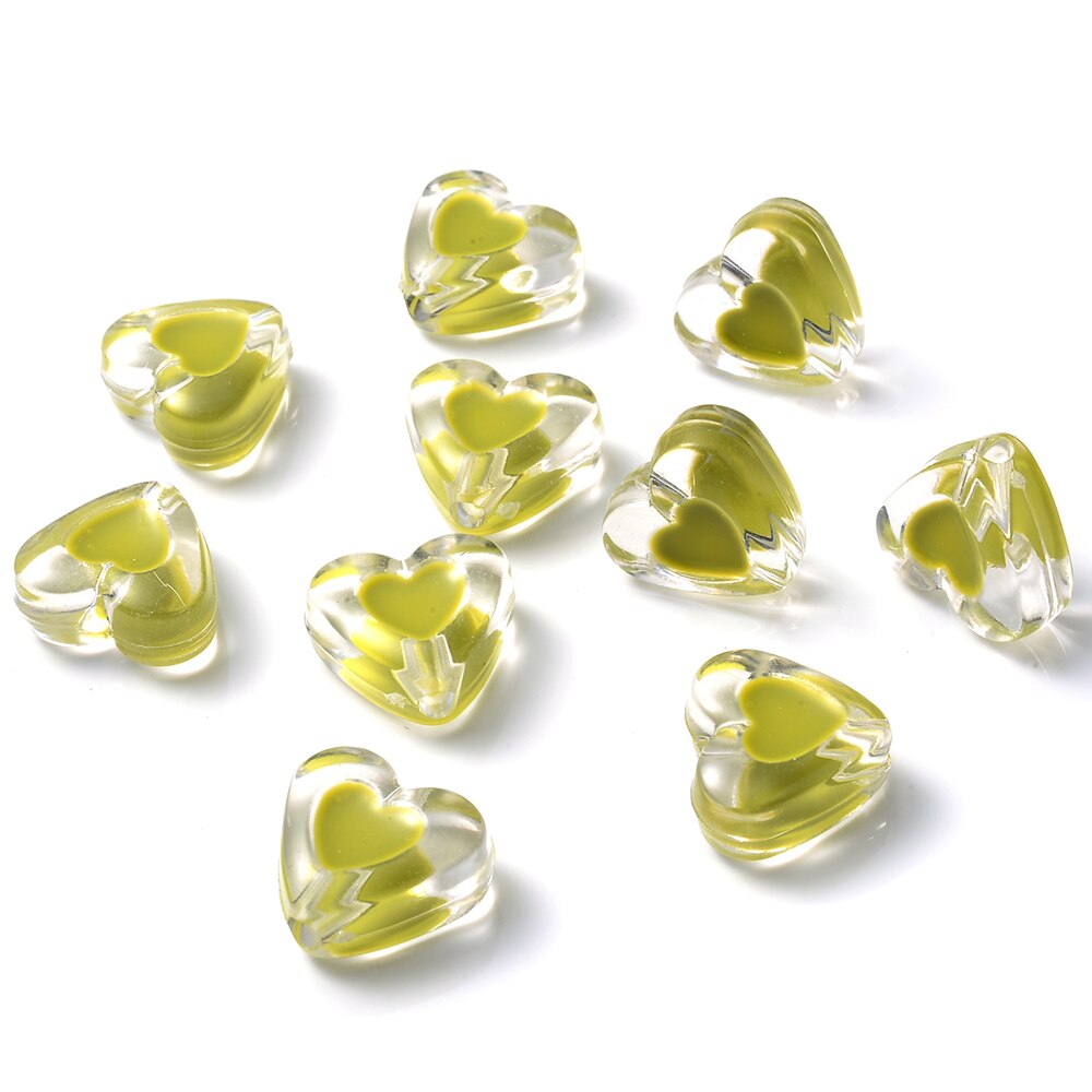 Iyoe 20 stück mehrfarbige, transparente bonbonherzperlen, süße acryl-abstandshalterperlen zur herstellung von schmuck, armbändern, halsketten und ohrringen: 5
