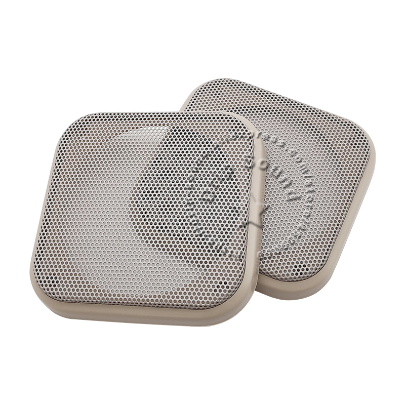 Couvercle de grille de haut-parleur carré, maille métallique circulaire décorative en plastique, filet de protection de calandre, noir et beige, 108x108mm, 4 po