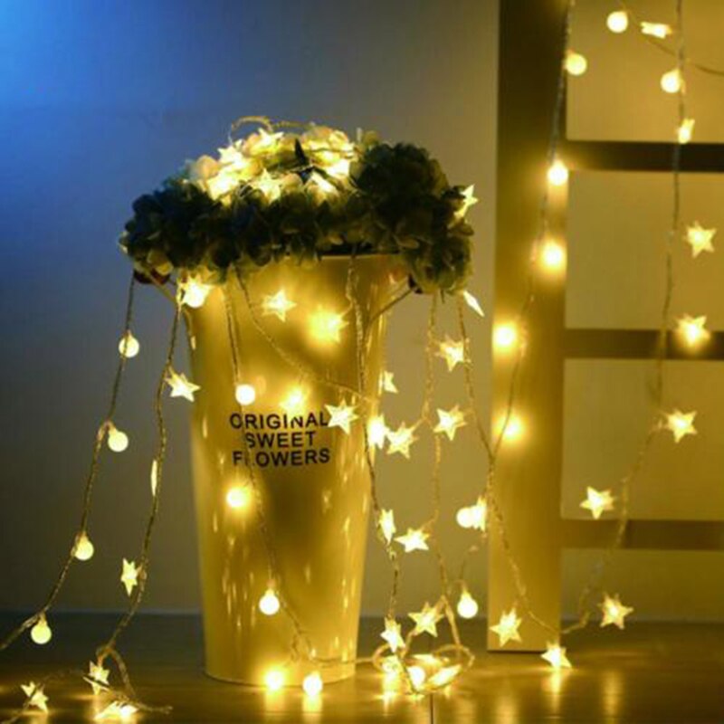 6 m DIY Fairy Kerst Led String Lights Nieuwjaar Natal Decoratie Sterren Lights Xmas Tree Garland Home Ornamenten Batterij aangedreven