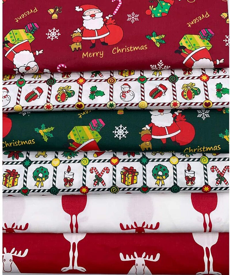 6 stk 100%  jul bomuld håndværk stof bundt patchwork 50 x 40cm quiltning sy julemønster klude diy artcraft stof: 50 x 40