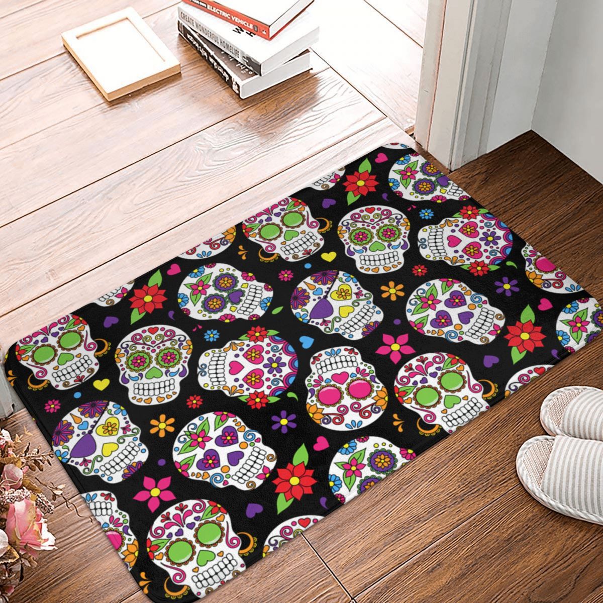 Sugar Skull Doormat Welcome Polyeste Bathroom Entrance Floor Carpet Balcony Rug Carpet Dead Decor Bath Mat