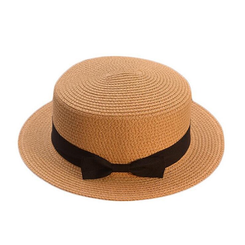 Chapéu de palha feminino chapéu panamá estilo cappelli lado com pérola praia balde boné menina topee 2020 verão chapéu de sol liso para mulher: khaki2