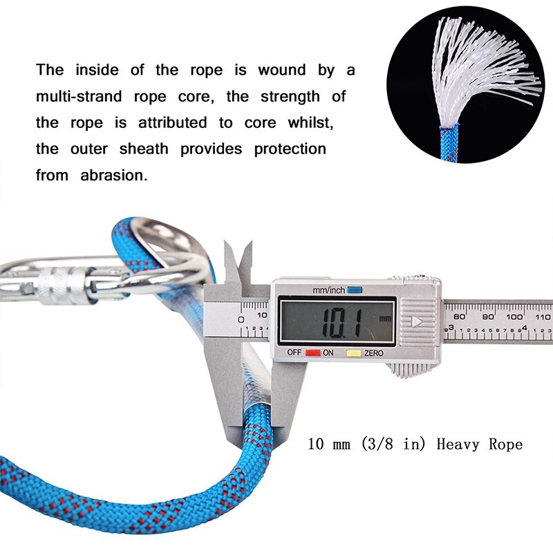 20M Outdoor Climbing Rope Diameter 10 mm Outdoor Hiking Accessories High Strength Rope Safety Rope Lifeline Hiking Accessories B
