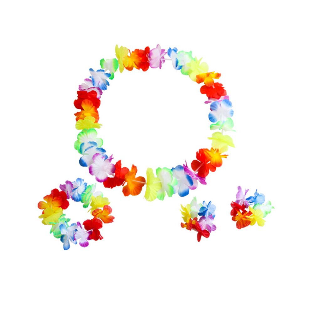 pcs Hula Skirt Hawaiian Costume Set with Green Leaves Leis Bracelets Headband Luau Party Favors for Beach Luau Party