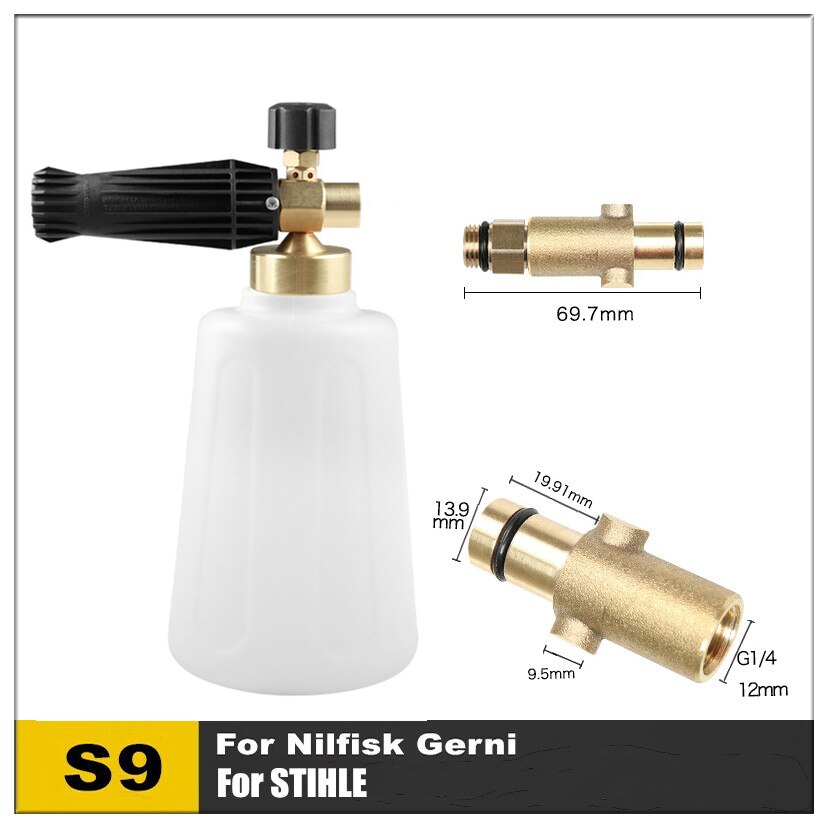 2l pistolets de nettoyage à pression, lance à mousse pour neige, canon à mousse, jet de lavage à dégagement rapide avec buses de pulvérisation pour karcher/bosch/lavor 4000 psi: Vert