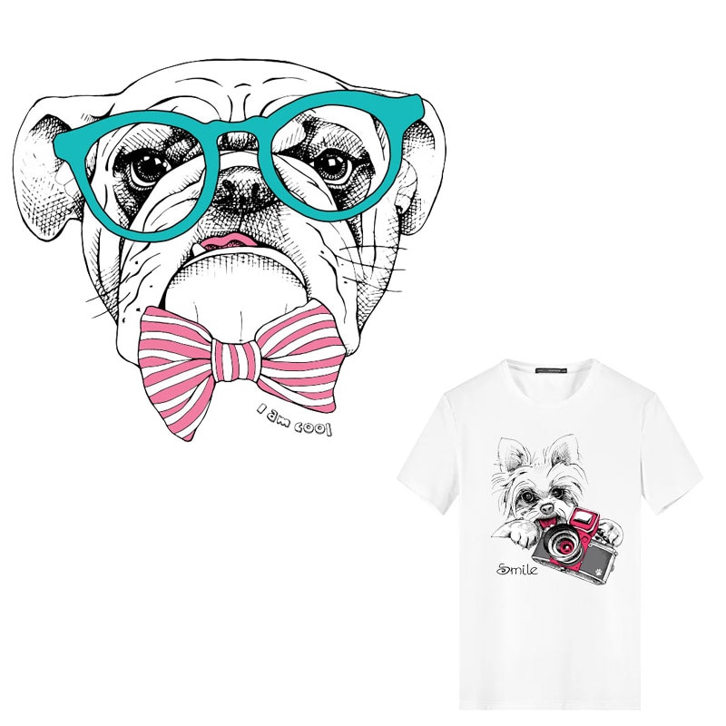 Leuke Dieren Hond Warmteoverdracht Stickers Ijzer Op Patches Thermo Transfer Voor Kleding Decor Badges Zegt T-shirt Wasbare Print E