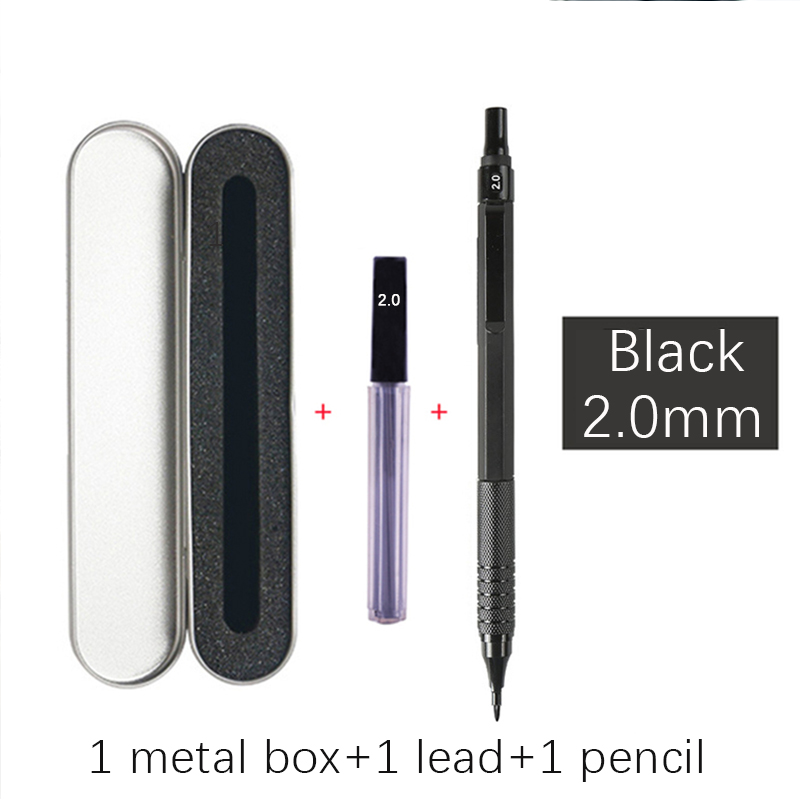 Hochwertiges Druckbleistift-einstellen aus Metall mit Minenminen, Zeichnung, automatischer Bleistift, 0,3, 0,5, 0,7, 2,0 mm, Bleistift für Kunstbedarf: Orange