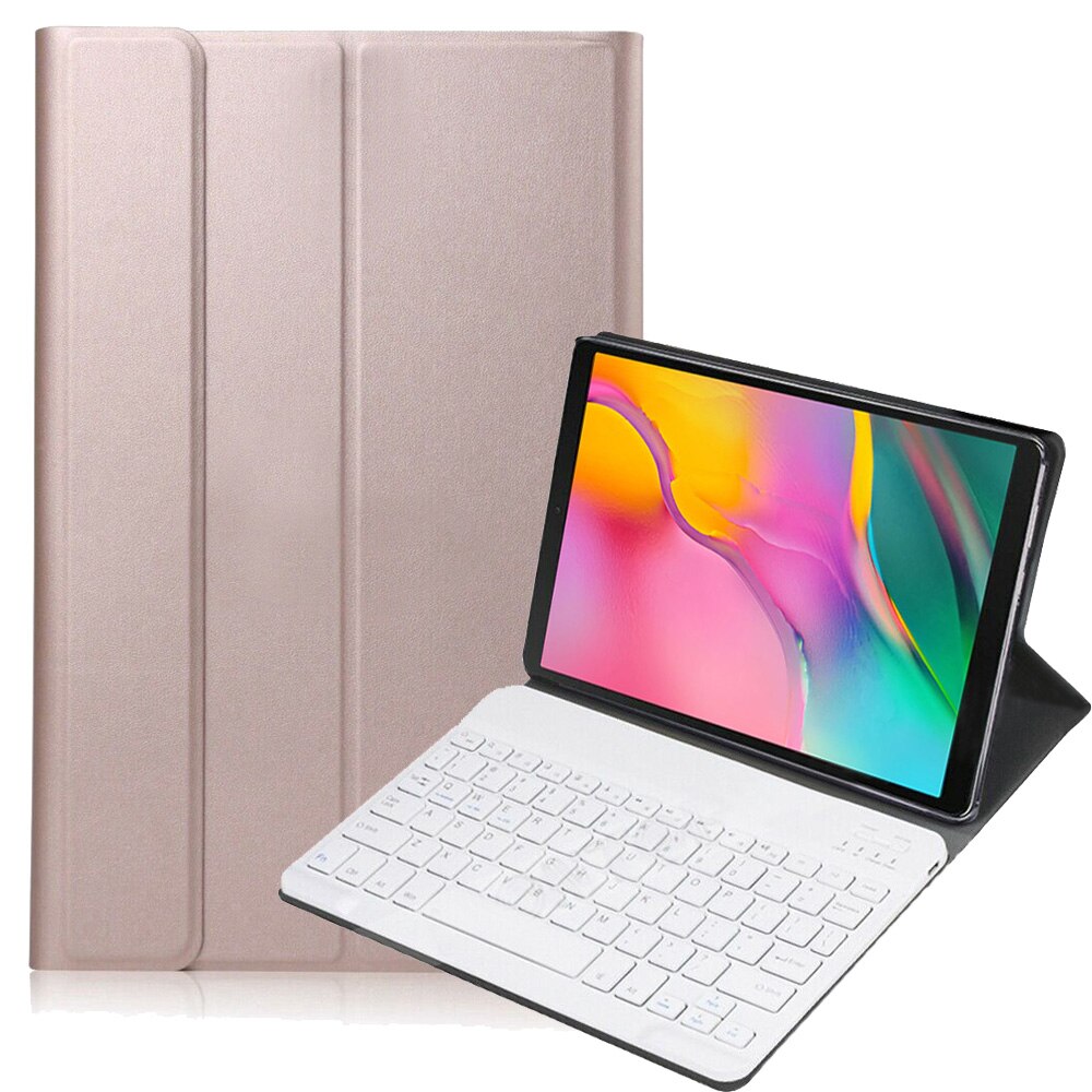 Voor Samsung Galaxy Tab Een 10.1 Toetsenbord Case SM-T510 SM-T515 Slanke Lederen Backlight Bluetooth Keybaord Cover Potlood Houder: Rose Gold-no Backlit