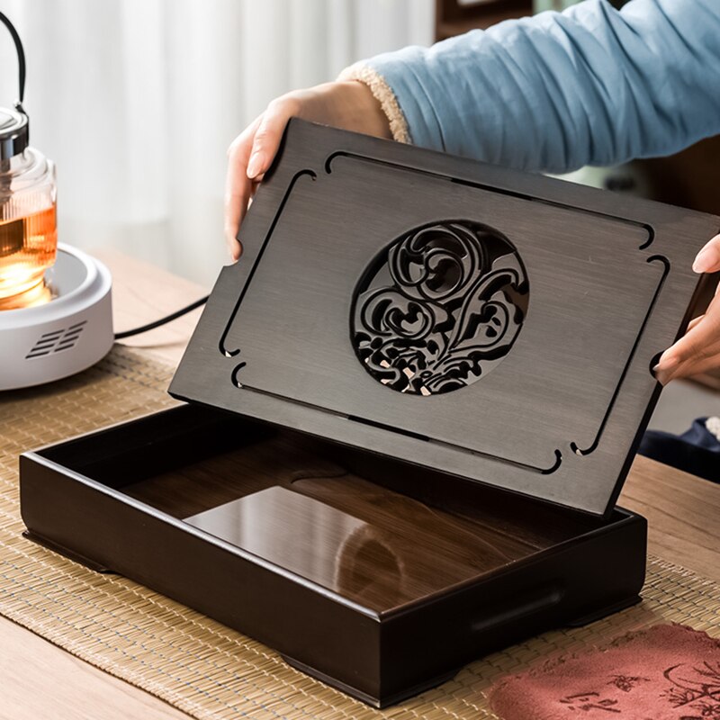 Household Luxury Modern Tea Set Tray Tea Table Simple Small Tea Sea kung-Fu Water Storage tray Round Rectangular Tray