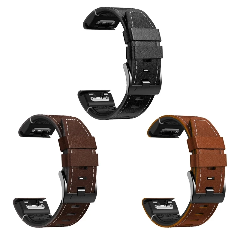 Bandjes Voor Garmin Marq Atleet Avonturier Golfer Captain Aviator Epix Gen 2 Quickfit 22 26Mm Siliconen Lederen Horlogeband Armband