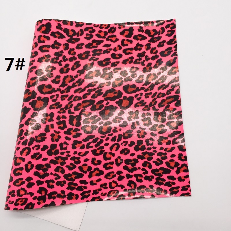 1pc 21 x 29cm neon leopard trykt kunstlæder stof, syntetiske læder ark til at gøre buer leosyntetisk  t391: 7