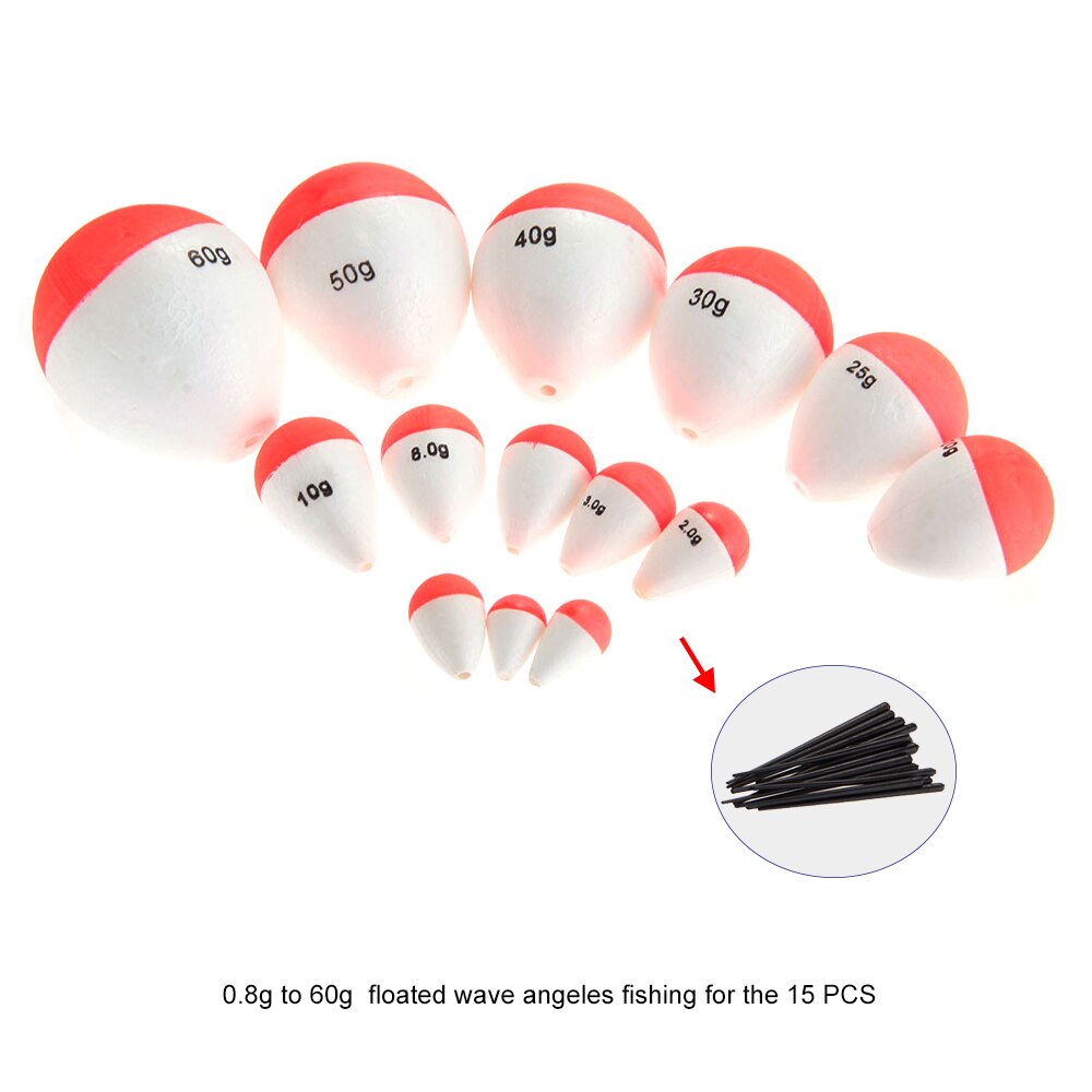 15/10/8/6 stk / sett eps fiskeflåter sett 0.8g-60g sjøfisk flyte med pinner pesca fiskeutstyr tilbehør