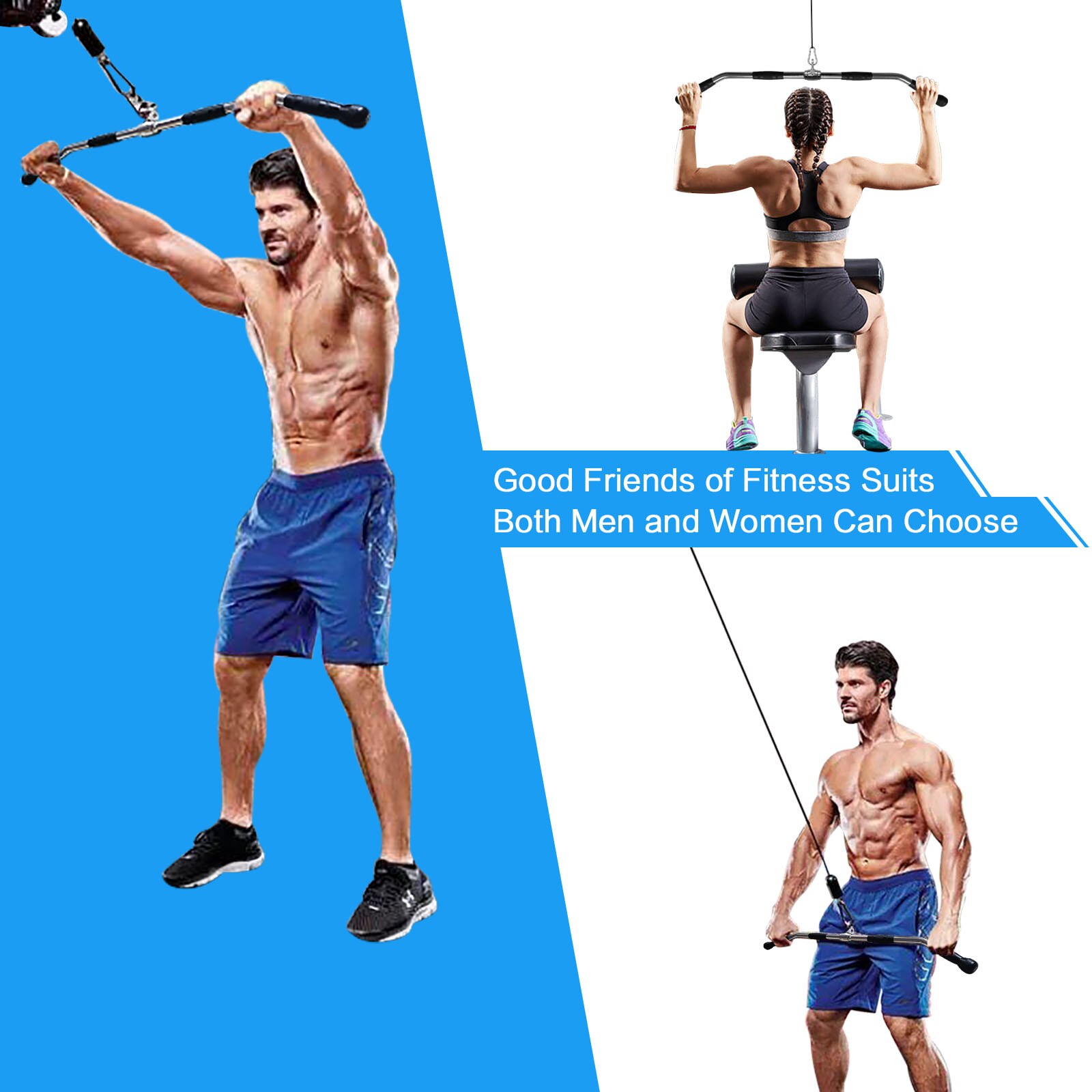 Home Lat Pull Down Bar Pulley Cable Machine Attachments For Gym Muscle Strength Workout Bodybuilding Exercise T Bar Handle Solid