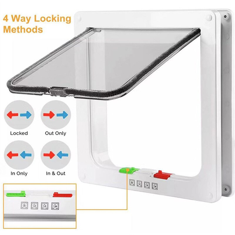 Puerta abatible para perros y gatos con cerradura de seguridad de 4 vías, puerta abatible para perros, gatos, gatitos, Kit de puerta pequeña de plástico ABS para mascotas, puertas abatibles para gatos y perros