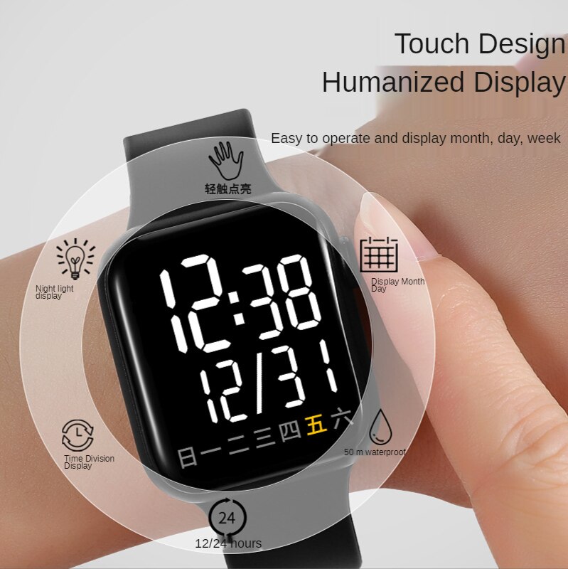 The square LED electronic watch apple touch screen LED watch digital sports students