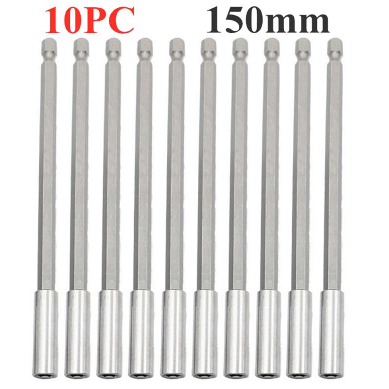 10Pc Quick Magnetische Bit Houders 1/4 "Hexagon Schroevendraaier Boor 60 75 100 150Mm Schroevendraaier Bit Lange Extension bar Verandering Gereedschappen: 10pcs 100mm