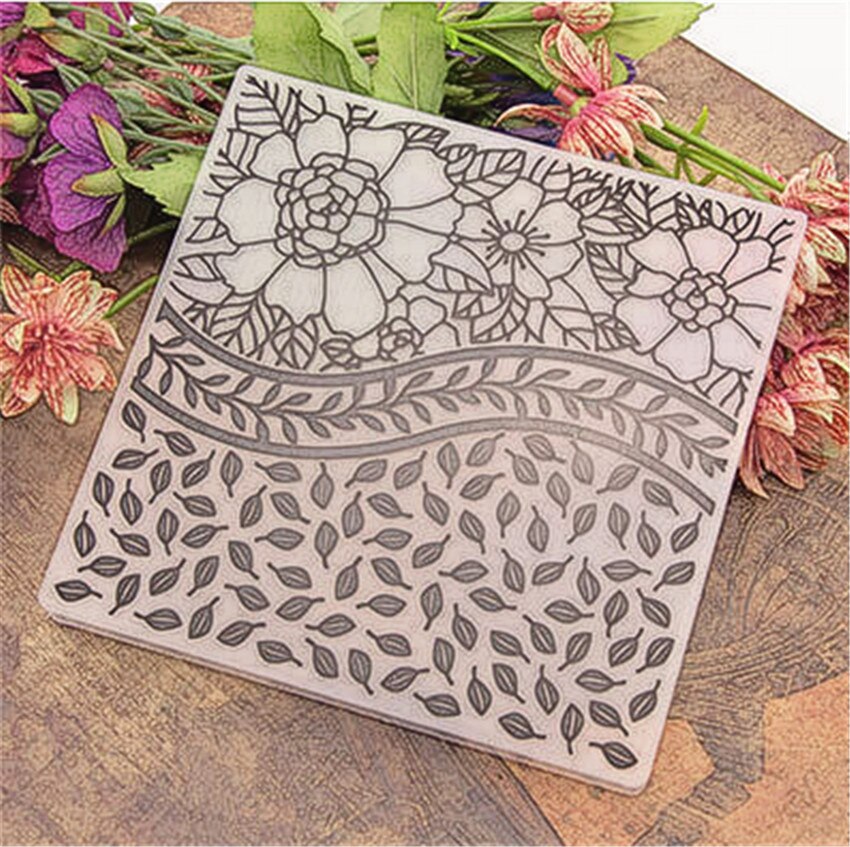 15x15cm flowerbeds Embossing folders Plastic bump Scrapbooking DIY Template Fondant indentation Cake Photo Album Card Make