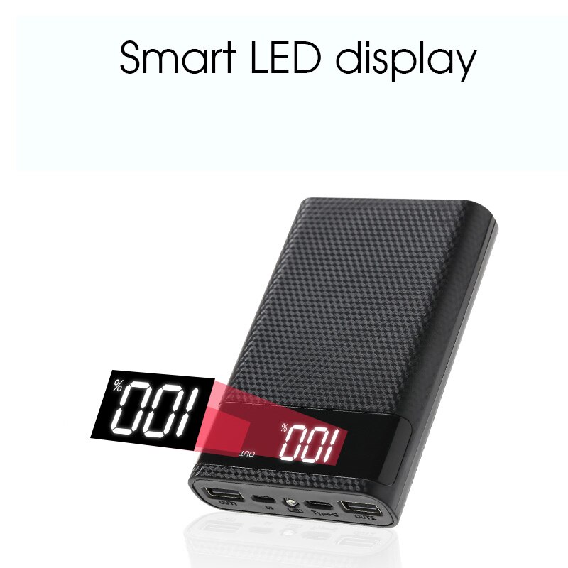 Portable External DIY 8x18650 Power Bank Case LED Display 4x18650 Battery Storage Box Without Battery For Iphone Android Phone