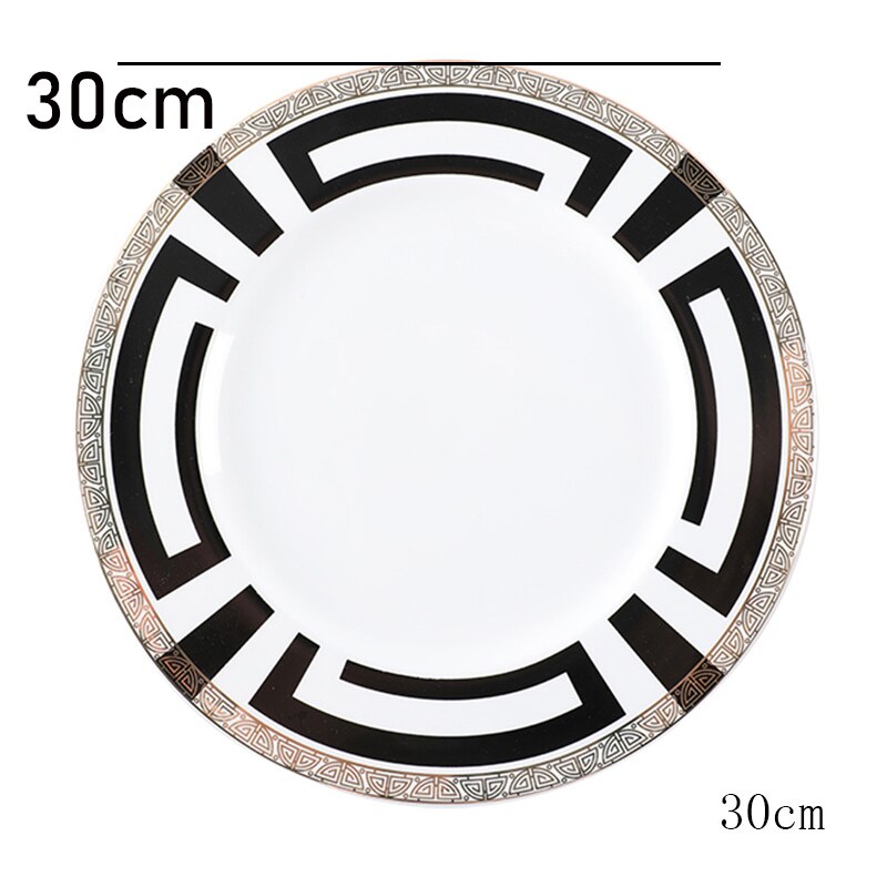 Luxury Black And White Geometric Lines Portrait Bone China Dinnerware Set Porcelain Western Plate Dish Home Decor Wedding