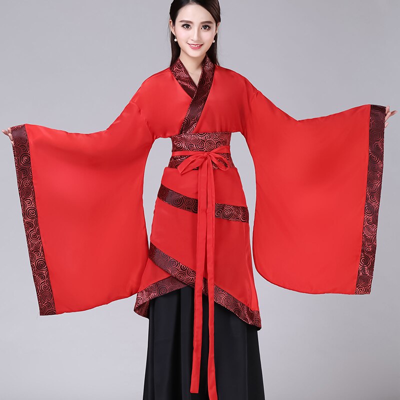 ancient traditional chinese folk dance dance costume costumes long dress hanfu lion dance china clothing woman year: Red2 / M