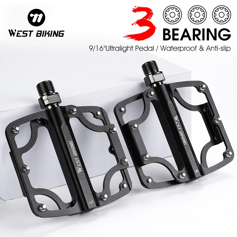WEST BIKING Fahrrad Ultraleichtpedal 3-Lager-Pedale Aluminiumlegierung CRMO Radfahren Trittbrett für BMX MTB Fahrradpedale Zubehör