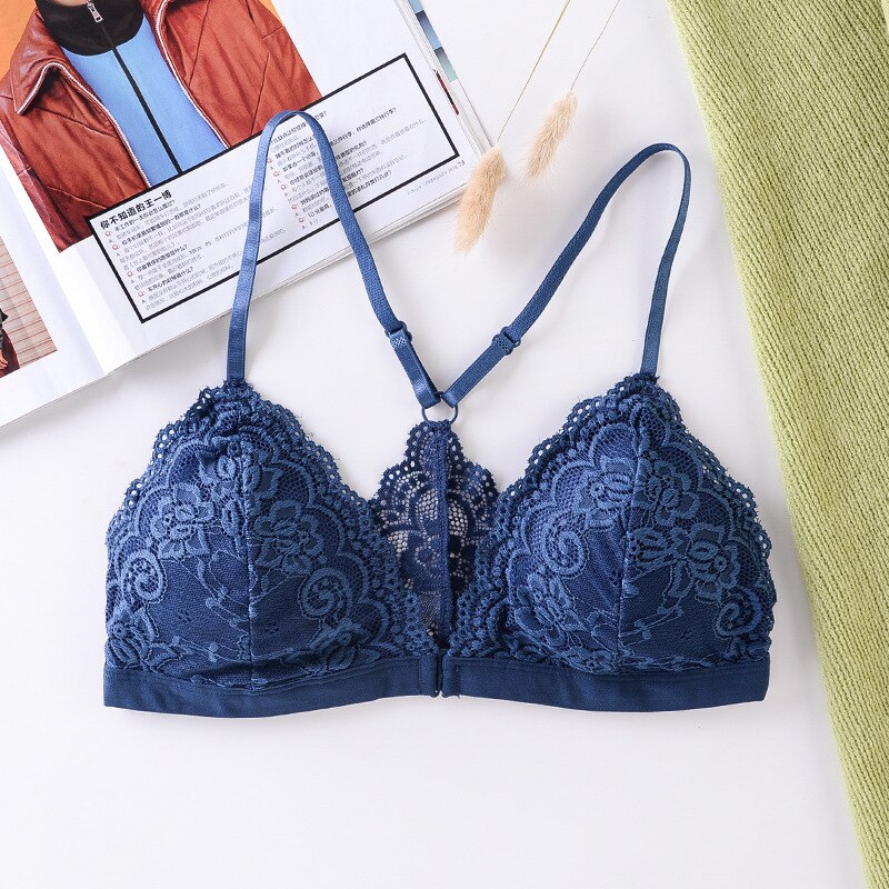 Lace Bralette Front Closure Bra Women Sexy Push Up Bra Thin Underwear Female Sexy Lingerie Padded Brassiere Push Up Bra