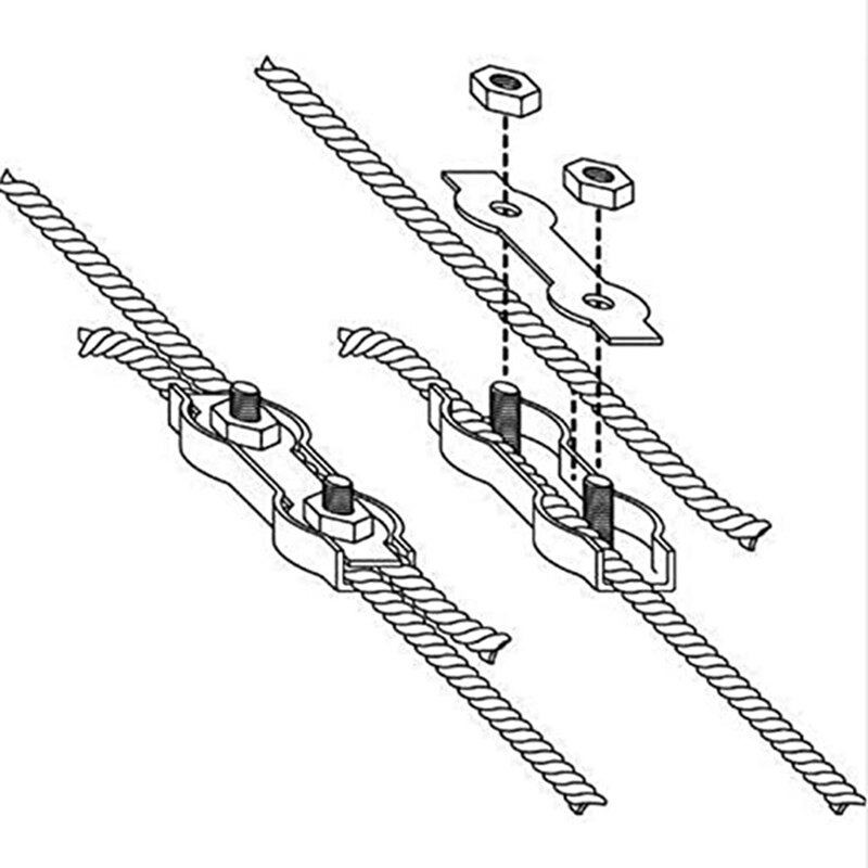 Poly Touw Connector M5 Duplex Draden Splicer Roestvrij Staaldraad Clip Kabel Klem Voor Diameter Elektrische Hekken