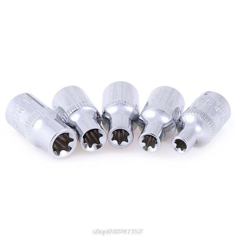 Een Of 5Pcs E-Socket Sockets 1/4 Inch(6.3Mm)/3/8 "Torx Star Bit Vrouwelijke E-Socket Set Socket Noten Set E4,E5, e8 D21 20