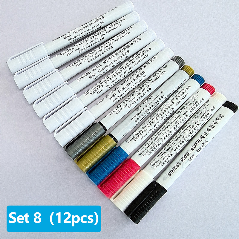 Juego de rotuladores modelo SHANGSE, herramientas de pintura a base de agua, punta de pincel suave, resistente al agua, no se decolora para colorear modelos, grafiti, Hobby: Azul