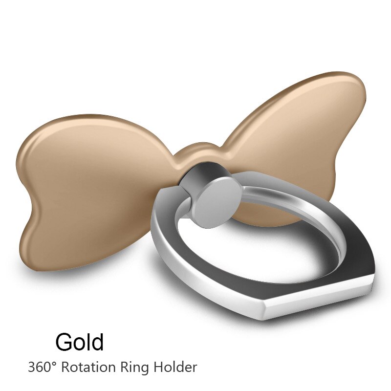 Universel téléphone porte-anneau anti-dérapant doigt porte-anneau mignon chat/fleur métal poignée Support téléphone Mobile Support en plastique pour tablette: Type 2 Gold