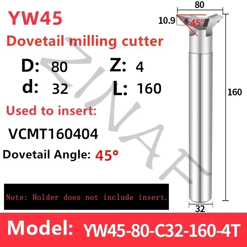 YW45 YW55 YW60 cortador ranurado de cola de milano 45 ° 55 ° 60 ° Fresa angular Máquina cortadora de fresado con ranura en V CNC para VCMT 080204 DCMT11